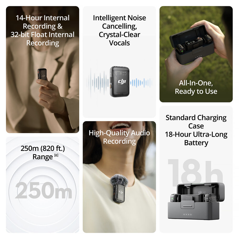 DJI Mic 2 Wireless Microphone & Recorder for Camera/Smartphone (2-Person)